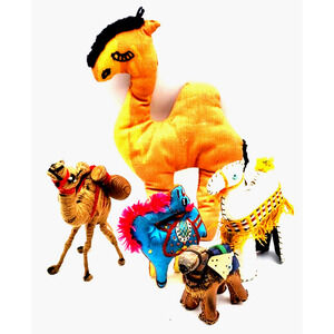 CAMELS Vintage Miniatures Lot of 5 Mixed Media 4-10" Hand Crafted